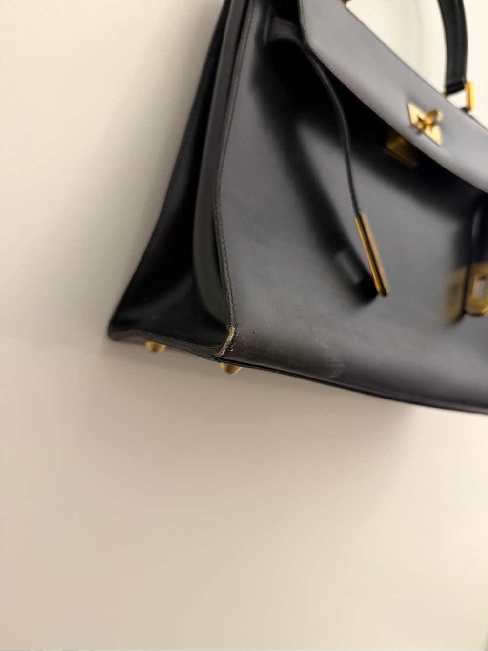Vintage Bally Black Kelly bag Top-Handle Satchel with gold hardware - Picture 4 of 13